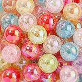 ANCADN 16mm Acrylic Beads 100pcs Crack Bead Pen Beads Bubblegum Beads DIY Beading Hairband Bracelets Necklace Craft for DIY Jewelry Making(Crack)