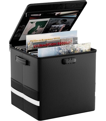 Boîte De Rangement Pour Vinyles Uniclife - Jusqu'à 120 Disques, Pliable, Couvercle Protecteur, 33x33x33 Cm