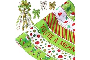 Wninbu Christmas Ribbon Wired 2.5 Inch,6 Roll 30 Yards Red and Green Christmas Ribbon for Wreaths Bows,Christmas Ribbon Wired Edge for Tree Garland DIY Xmas Crafts Christmas Decorations