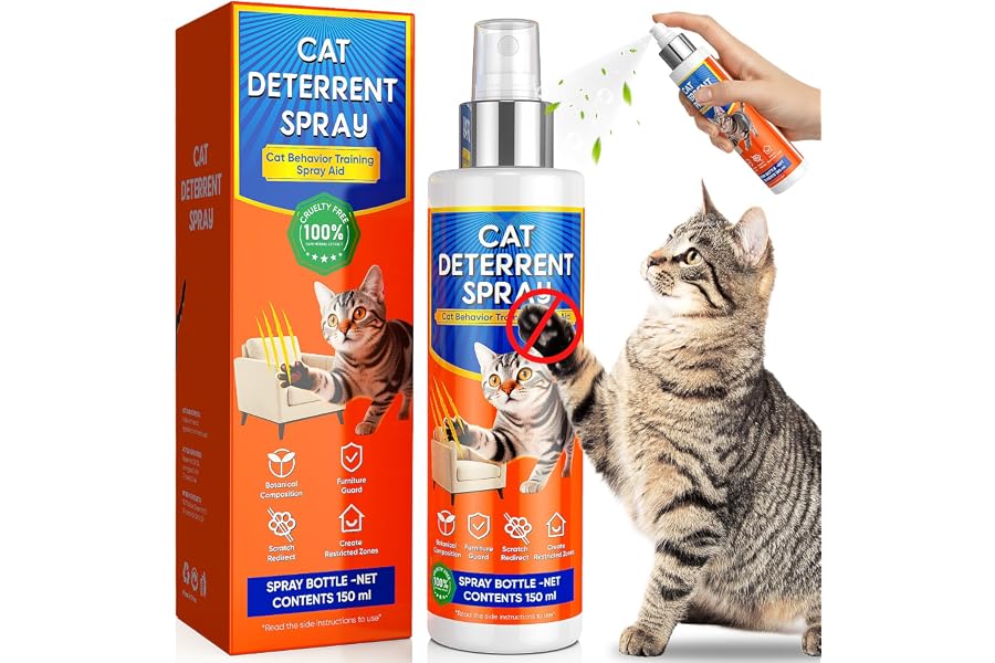 Anowbo Cat Deterrent Spray for Furniture Protection, Pee Spraying, Excessive Chewing & Scratching Everywhere - Use Indoor and Outdoor, Pet-Safe Formula, 150 ML