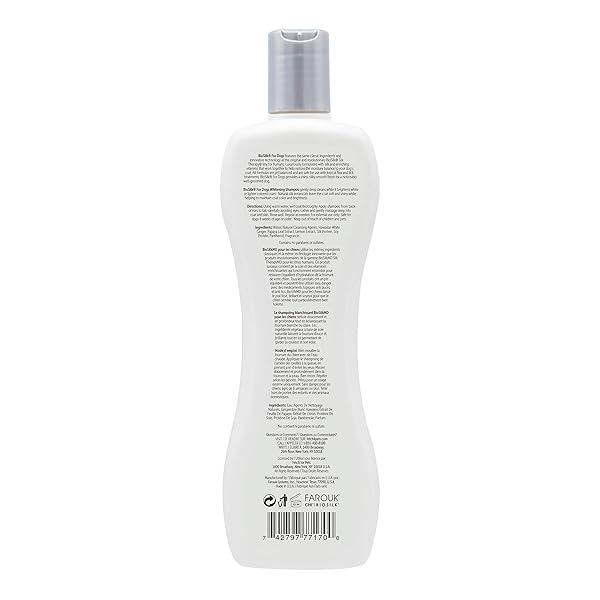 BIOSILK SILK THERAPY WHITENING DOG SHAMPOO, BRIGHTENING PET SHAMPOO WITH SILK PROTEIN FOR WHITE AND LIGHT COLORED COATS, ENHANCES SHINE AND SOFTNESS, PH BALANCED DOG WASH, 12 FL OZ