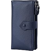 Bveyzi Women Soft Leather RFID Blocking Bifold Slim Wallets Ladies Credit Card Holder Double Zipper Pocket | Soft, RFID Blocking, Bifold, Slim, Credit Card Holder, Double Zipper Pocket