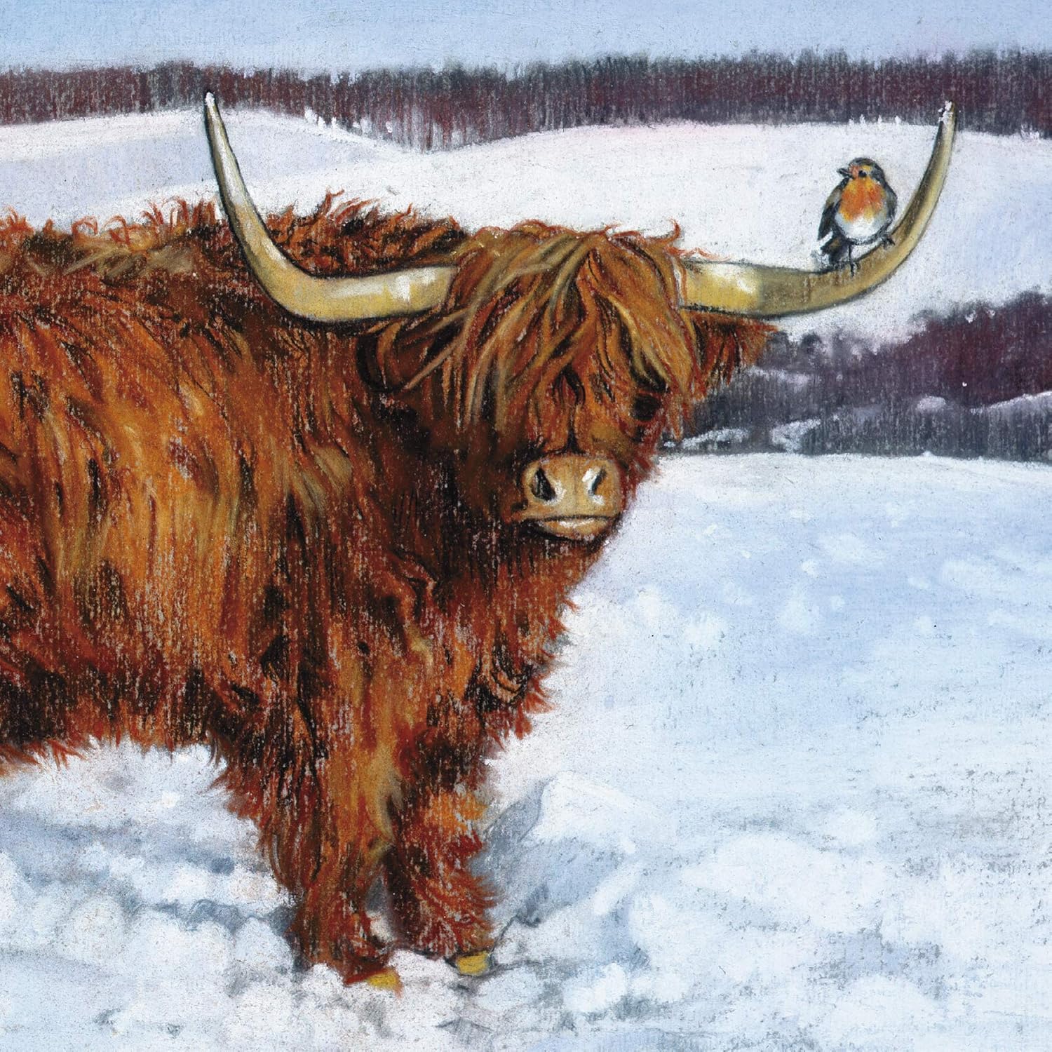 GBCC Charity Christmas Cards Pack of 8 - Charity Christmas Cards with a Highland Cow and Robin Design - Eco-Friendly Xmas Cards Multipack with Envelopes