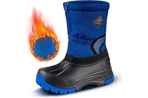 FREE SOLDIER Snow Boots for Kids Waterproof with Zipper Winter Warm Non Slip Cold Weather Outdoor Boys Girls Snow Boots