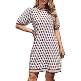 Kedera Sweater Dress for Women 2025 Summer Business Casual Short Sleeve Plaid Mini Knit Old Money Dresses Brunch Outfits