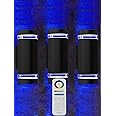 rosykite Remote Control RGB Color Changing Wall Lighting Up and Down Outdoor Wall Lights, White Temperature 2700k- 6500k Exterior Lights Fixtures Wall Mount - ETL Listed (3 Pack)