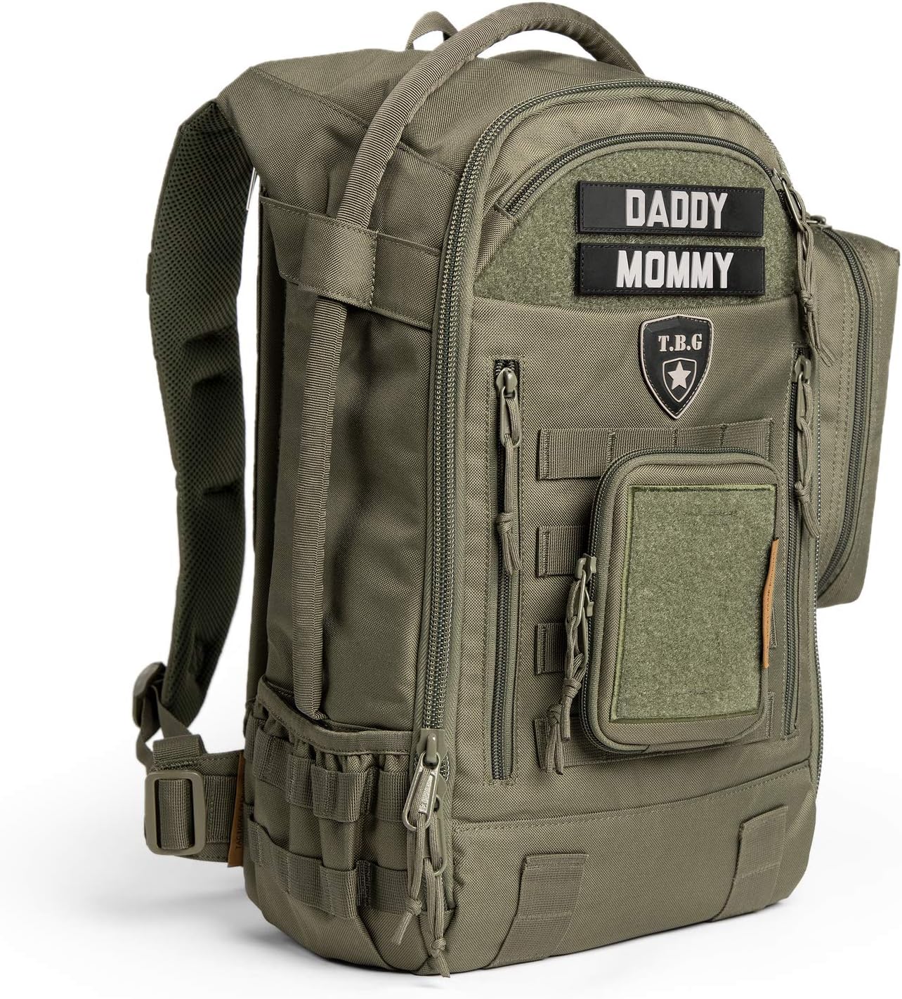 TBG - Mens Tactical Diaper Bag Backpack SET - Changing mat, Dump & Wipes Pouches
