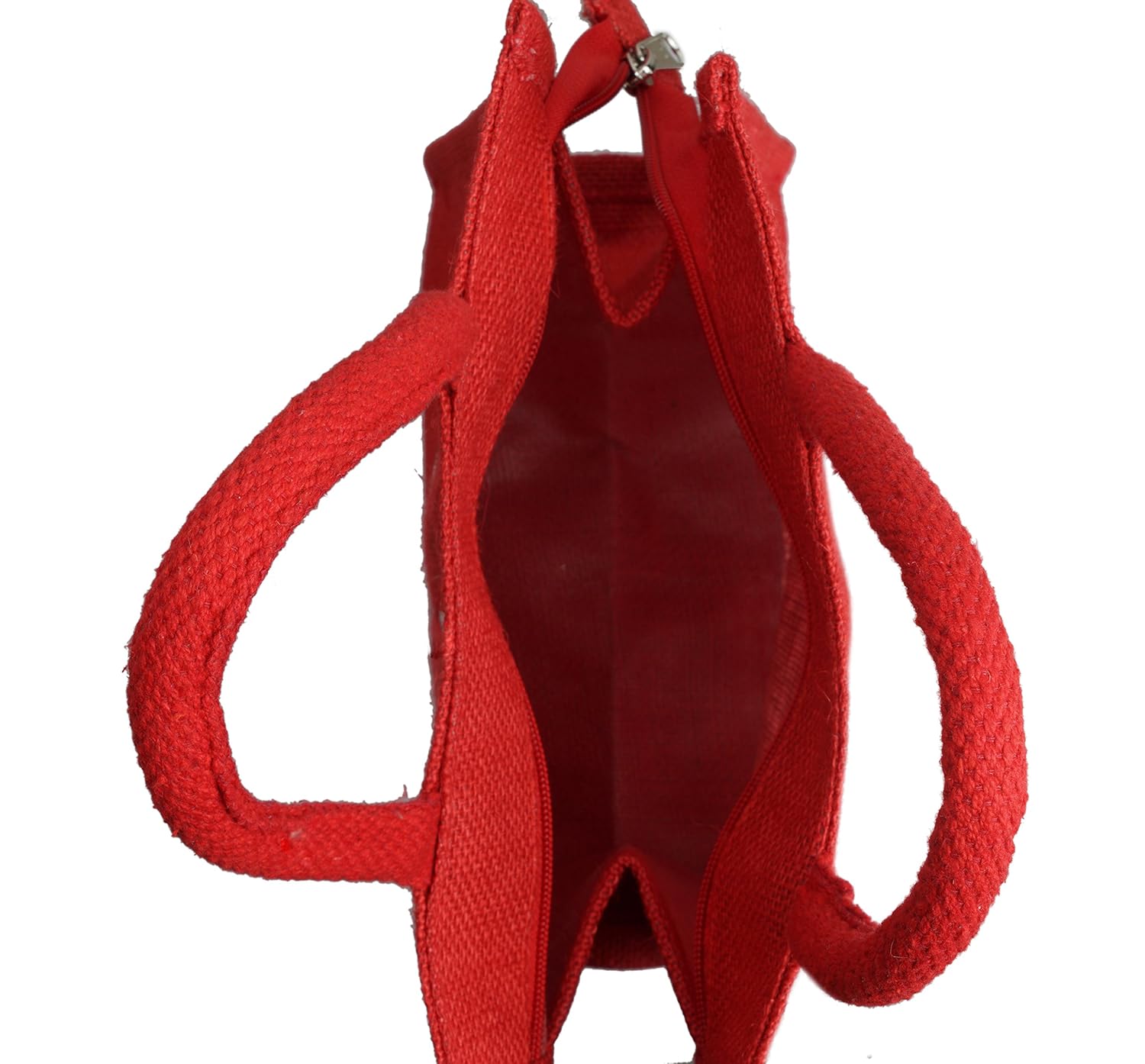 pranjals house reusable printed jute lunch bag, red