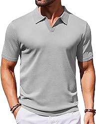 COOFANDY Mens Polo Shirts Stretch Causal V Neck
