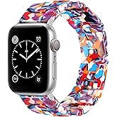 JR.DM Resin Stretchy Tortoise Shell Fancy Beaded Bracelet Light Watch Band Women Compatible with Apple Watch Band 38mm 40mm 41mm 42mm (S11/10) Strap Wristband for iWatch Series 11/10/9/8/7/6/5/4/3/2/1/SE/Ultra(M)