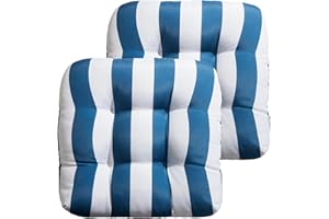 Marina Decoration Premium Thick Comfy Patio Pads Fiber Fill Tufted 19 x 19 x 4 Inch Textured Printed Cover Outdoor Indoor Cha