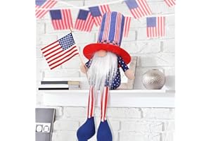 Noideeer 4th of July Patriotic Gnomes Plush Decorations - Cute Long Leg Fourth of July Gnome Hold American Flag, Gift Decor for Independence Day Labor Day Veteran's Day