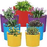 LITLANDSTAR 7 Pack Multicolor Grow Bags, Thickened Nonwoven Plant Fabric Pots with 4 Colors and 4 Sizes - 5/7/10/15 Gallon Aeration Planting Bags for Potato Tomato Carrot Strawberry