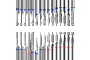 Homeet 30-Piece Nail Cutter Drill Bit for Manicure Tungsten Steel Professional Manicure Drill Set Universal Diamond Drill Bits for Nails Electric Drill