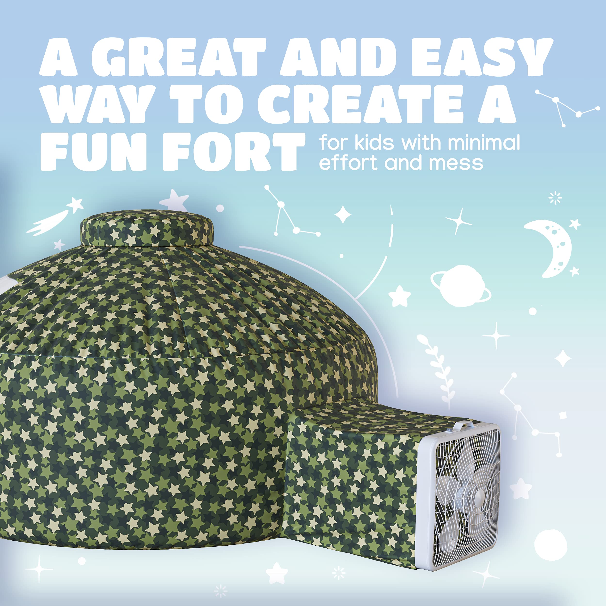 Skywin Inflatable Tent for Kids (Camo Dark Grey), Inflatable Air Tent for Kids Sets Up and Stores Away in Seconds, Improved Blow up Fort (Fan NOT Included) (Camo Stars)