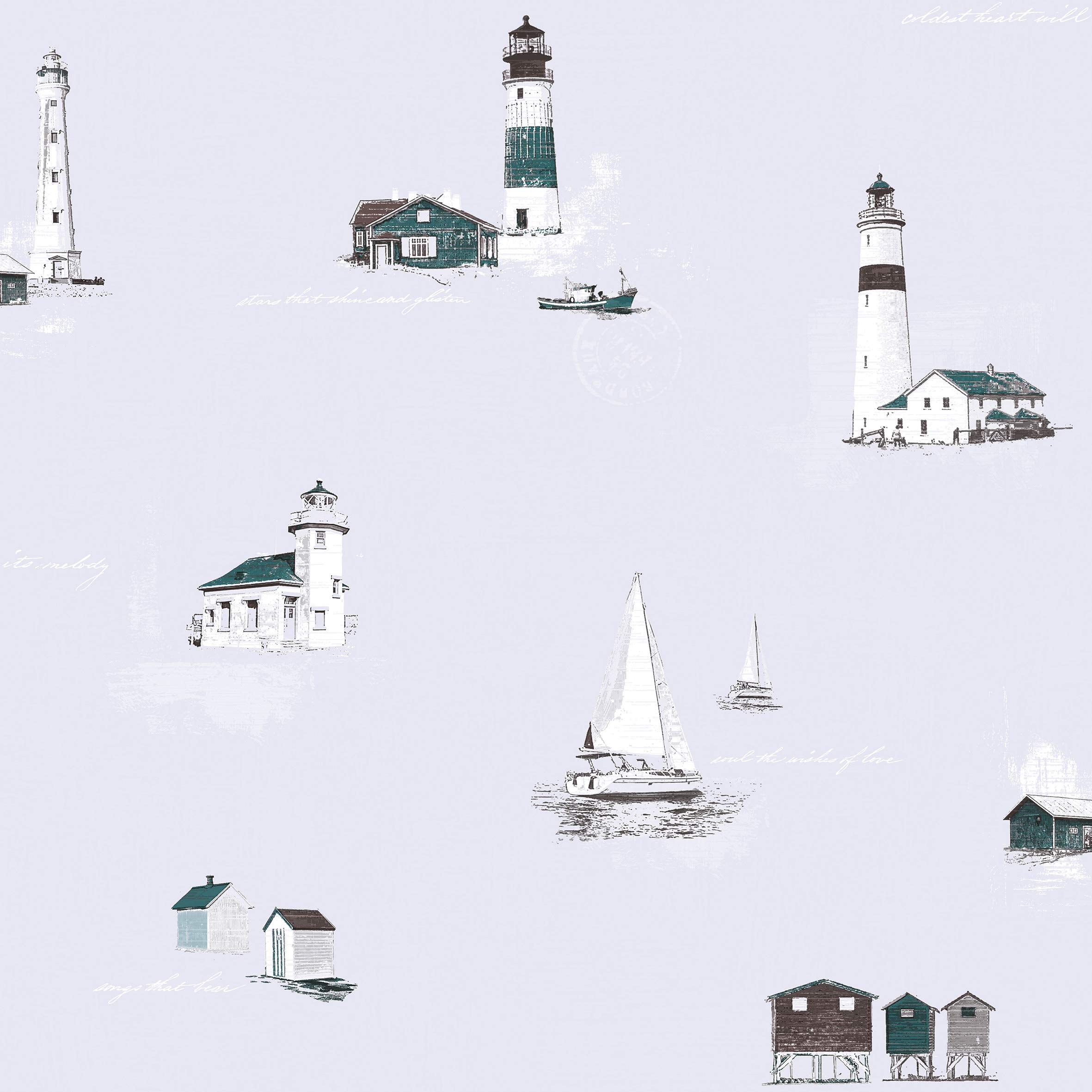 Galerie G23311 Deauville 2, Lighthouse Design Wallpaper, Grey, 10m x 53cm