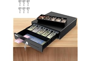 Beelta 16" Heavy Duty Cash Drawer Auto Open – 5 Bill/5 Coin with Emergency Switch – RJ11/12 Compatible with Square, Clover, Epson Printers BK1616E