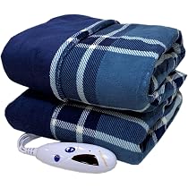 Amazon.com: Biddeford Microplush Electric Heated Warming Throw Blanket Blue  Cream Plaid Washable Auto Shut Off : Home u0026 Kitchen