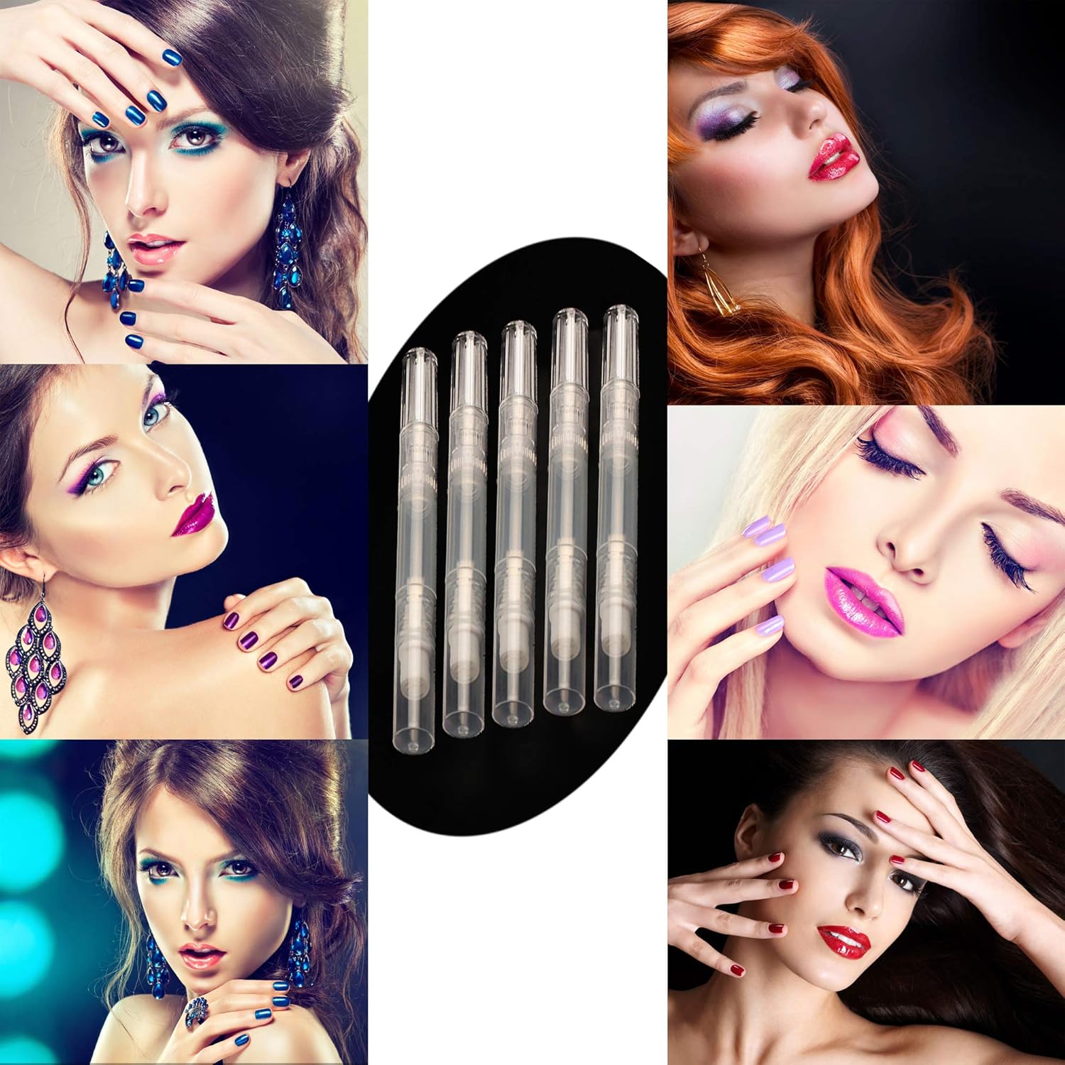 5 Pack 3 ml Transparent Twist Pens, Empty Nail Oil Pen with Brush Tip, Cosmetic Lip Gloss Container Applicators Eyelash Growth Liquid Tube (5x) : Beauty