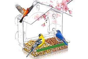 Window Bird Feeder for Outdoors, Clear Bird Feeders with 5 Extra Strong Suction Cups, Sturdy and Durable Bird House for Windo