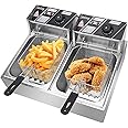 5000W Commercial Deep Fryer, 12L Electric Dual Tank Deep Fryer