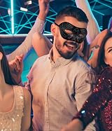 SIQUK Couple Masquerade Masks Phoenix Tail Black Venetian Party Halloween view 5