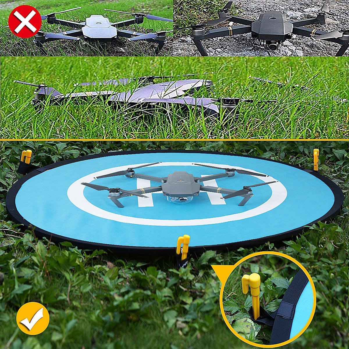 Drone Landing Pad- Universal Portable Foldable Drones Landing Pad For RC Drones Helicopter, PVB Drones, DJI Mavic Pro Phantom 2/3/4/ Pro, Antel Robotic, Holy Stone Gopro Kama, Parrot, 3DR Solo and So on