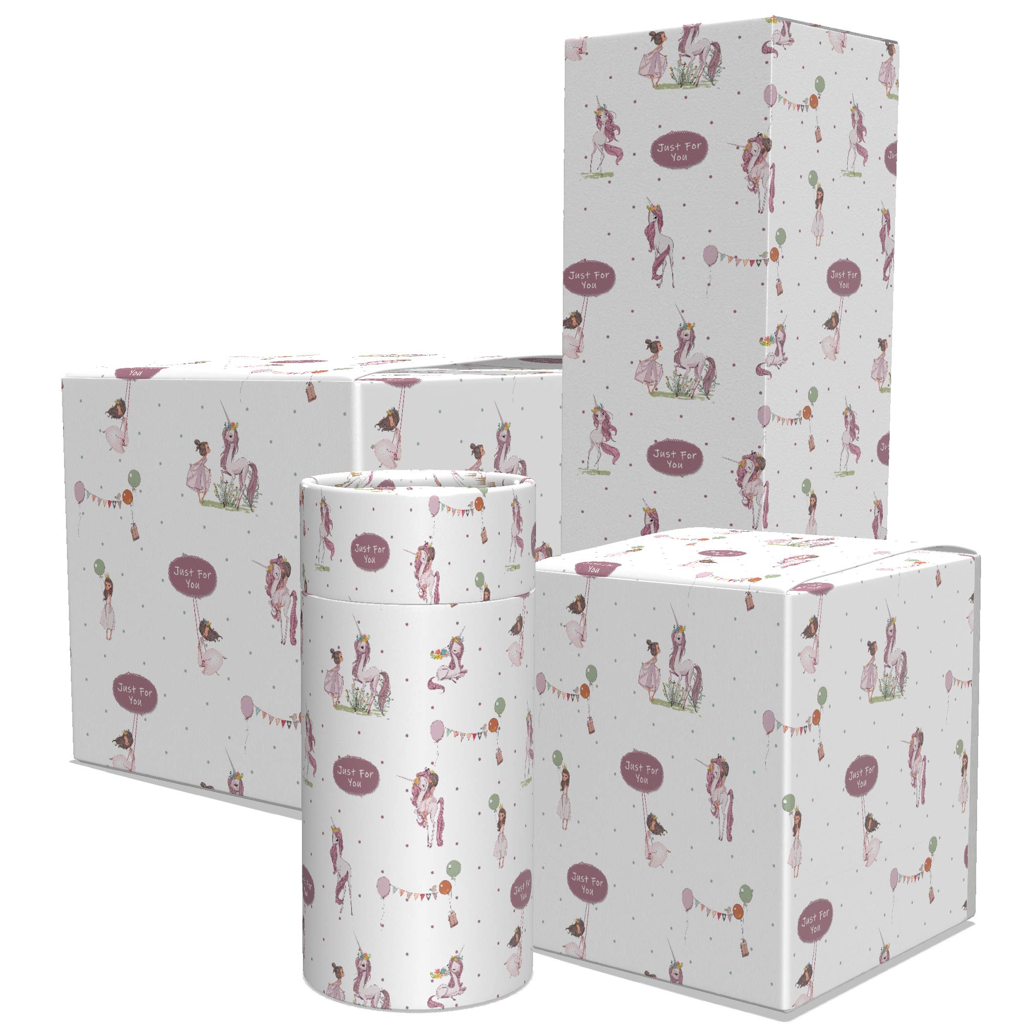 Princess Wrapping Paper, Unicorns, Fairytale Birthday Paper 8 Sheets Designs 10 Gift Cards Gift Wrapping Paper for Presents Kids Girls Female 50cmx70cm (Unicorn)