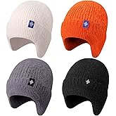 Chicingyou 4 Pack Winter Beanie with Ear Flaps Knitted Hat for Women Men Soft Warm Beanie Plush Fleece Hat for Outdoor