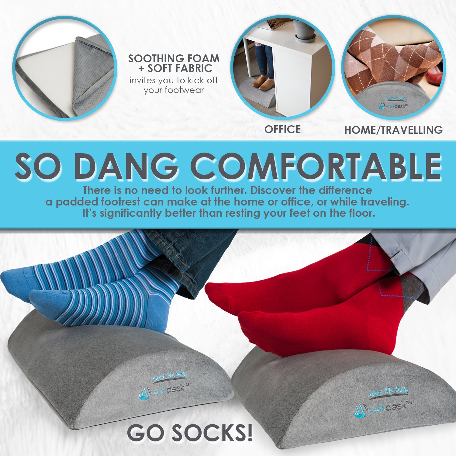 Rest My Sole Foot Rest Cushion for Under Desk Ergonomic Footrest