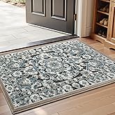 LUMI Indoor Door Mat for Entrance 20x32, Luxury Front Doormat with Non-Slip Latex Rubber Backing, Soft Washable Dirt Trapper, Flower Dance (Rolled Package)