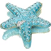 YU FENG Jeweled Starfish Figurine Trinket Boxes Hinged Collectible Painted Enameled Sea Star Animal Jewelry Holder Box(Ocean Blue)