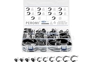PEROMI 138PCS Cable Clamps Assortment Kit in 10 sizes 1/4" 5/16" 3/8" 1/2" 5/8" 3/4" 1" 1-1/4" 1-1/2“ 1-3/4”, 304 Stainless Steel Rubber Cushioned Insulated Clamp, Loop Clamps, Pipe Clamps,Wire Clamps