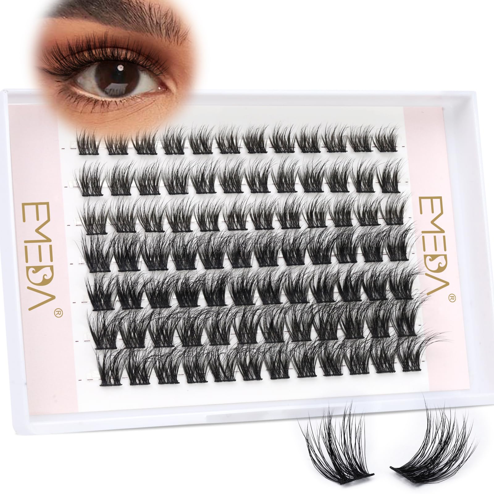 3D Fluffy Lash Clusters, EMEDA Individual Wispy Cluster Eyelash Extensions Mix 8mm 10mm 12mm 14mm DIY Cluster Lashes 3D Effect Eyelash Clusters (3D-EMD33-mix) — image 1