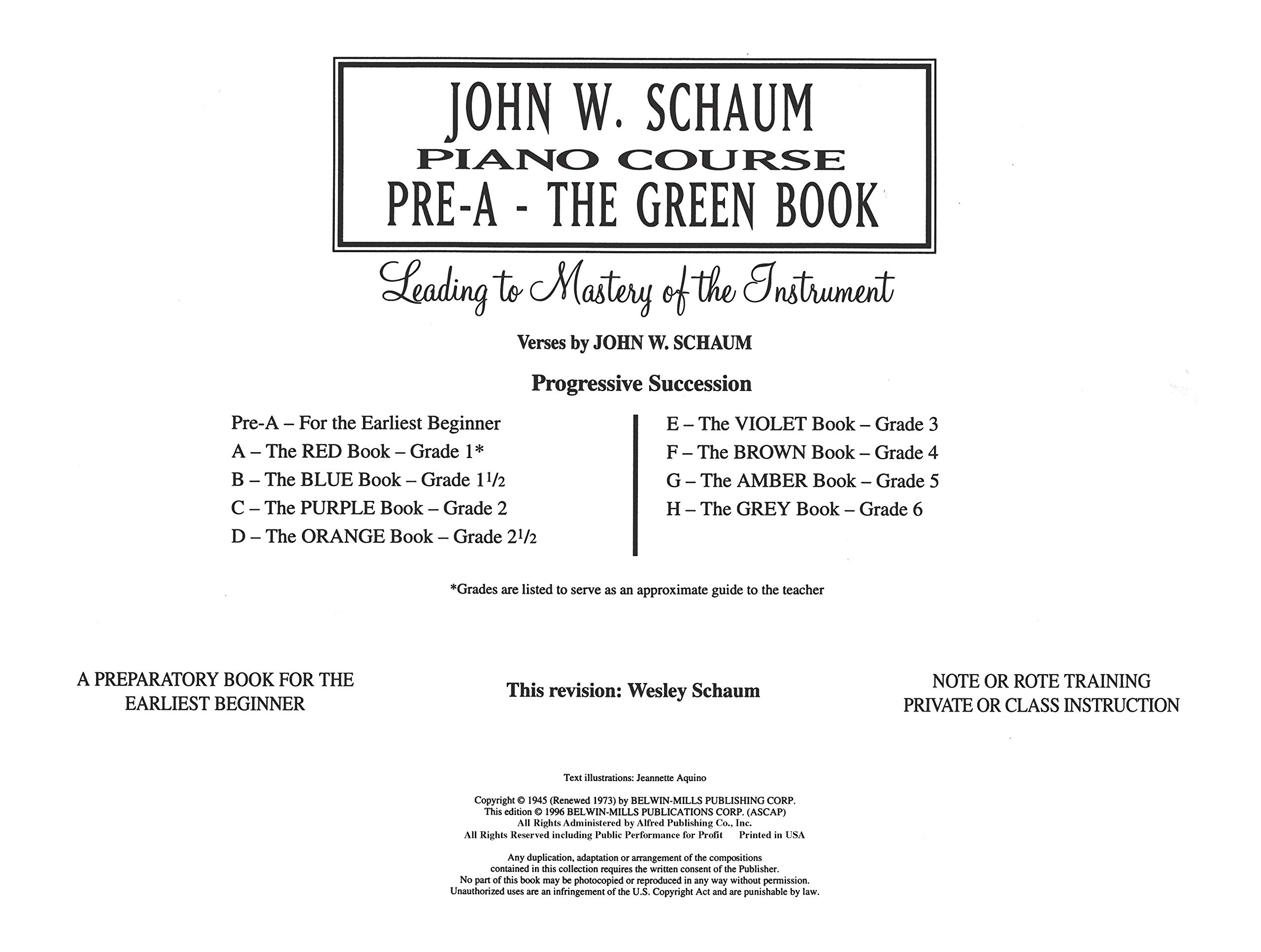 Buy John W Schaum Piano Course Pre A The Green Book Book Online At Low Prices In India John W Schaum Piano Course Pre A The Green Book Reviews Ratings Amazon In