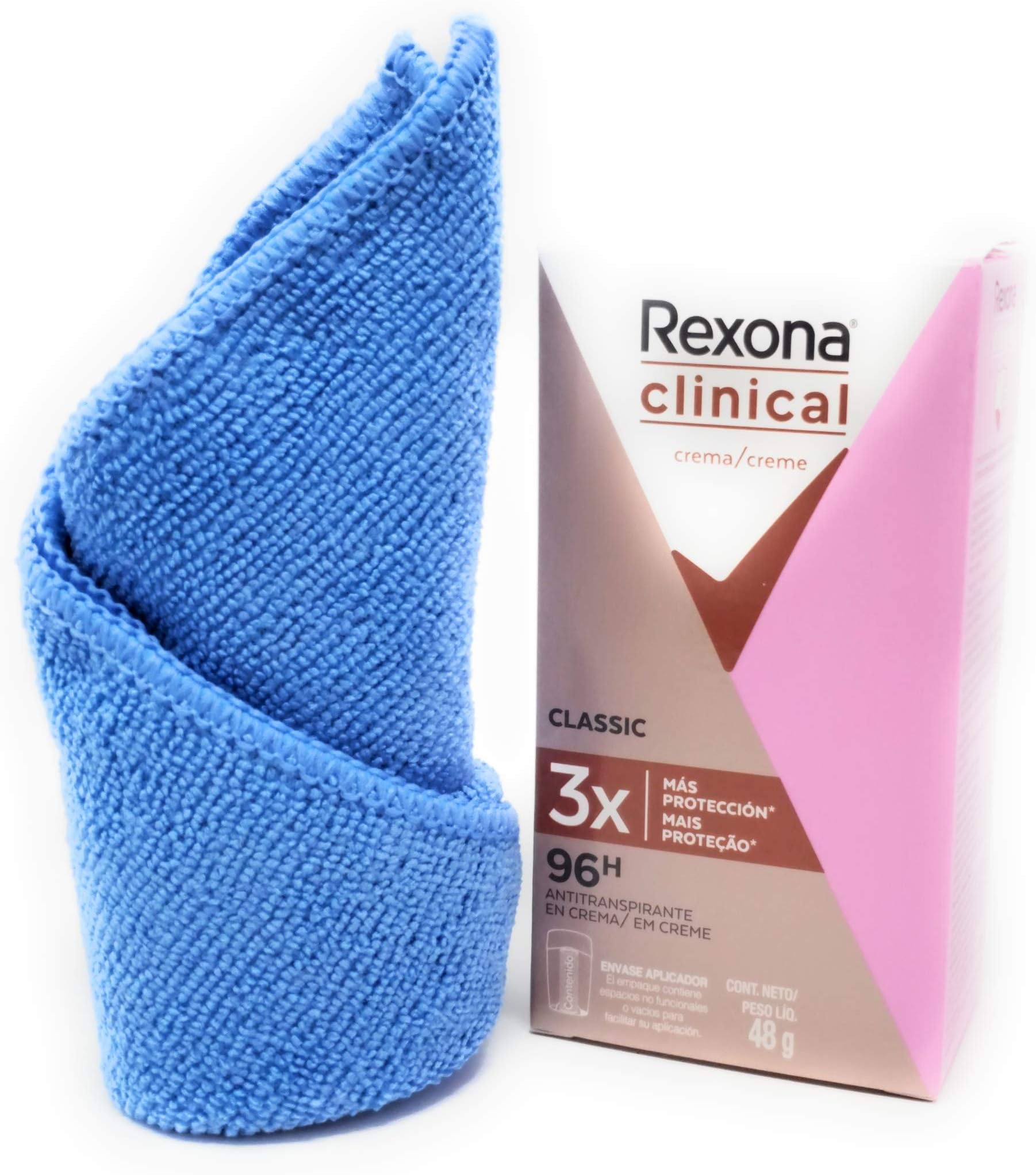 Rexona Women's Clinical Antiperspirant Deodorant Stick (Pack of 2) and Tesadorz Microfiber Towel (Classic)