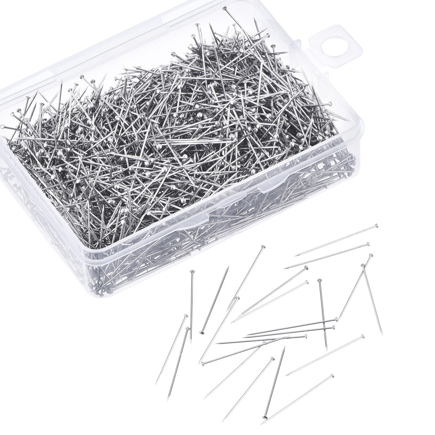 Shappy 1600 Pieces 1 1/16 Inch Head Pins Bouquet Pins Diamond Head Pins for Craft 1 1/16 Inch Fine Satin Pin Dressmaker Pins for Jewelry Making, Sewing and Craft, Stainless Steel