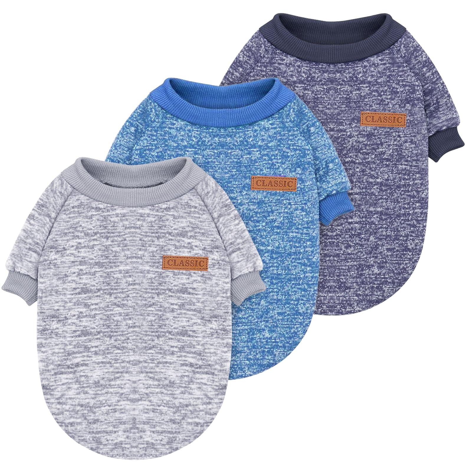 Photo 1 of Idepet Pet Dog Classic Knitwear Sweater 3 Pcs, Fleece Coat for Small,Medium Dogs,Warm Pet Dog Cat Clothes,Soft Puppy Customes for Dog Grils Boys,Small