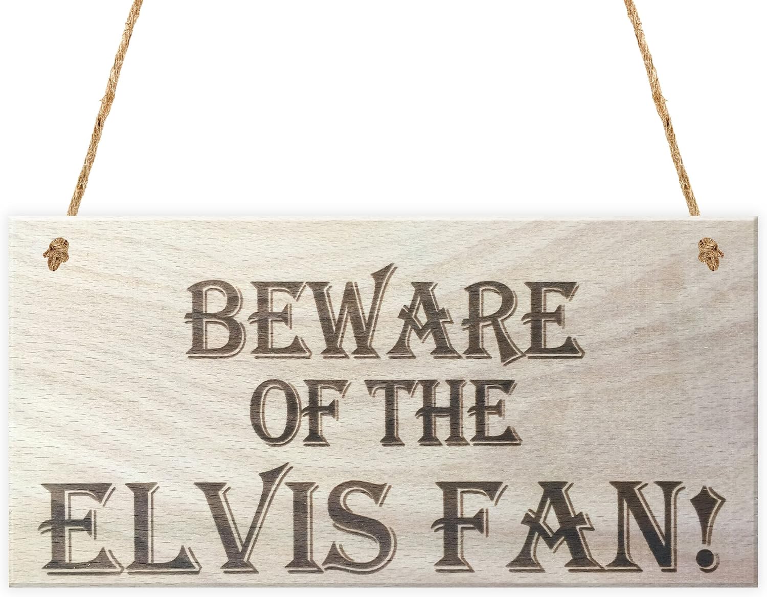 Red Ocean Beware Of The Elvis Fan Novelty Wooden Hanging Shabby Chic Plaque Gift, Brown, 20.0 x 0.6 x 10.0 cm - Image 3