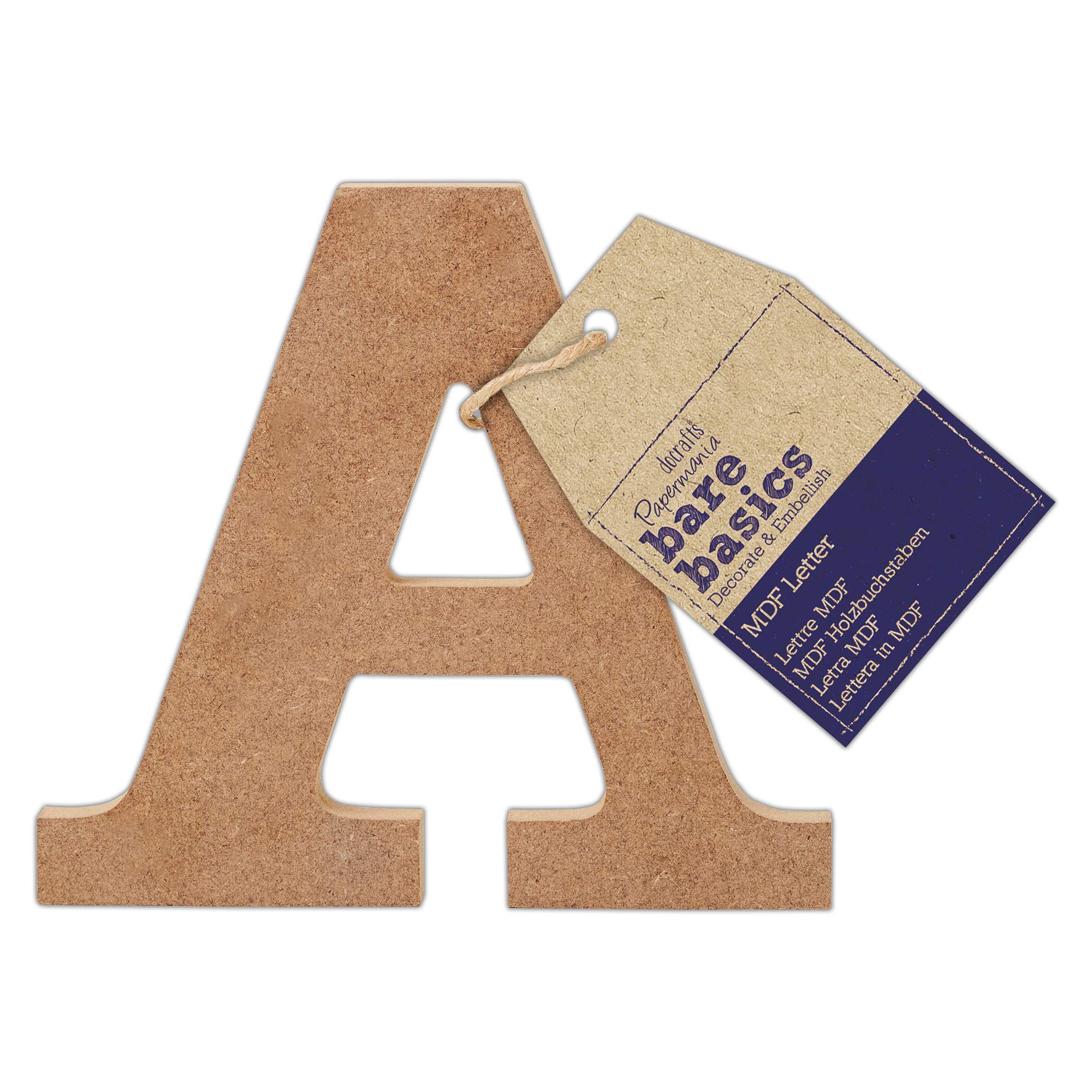Papermania Bare Basics MDF Letter 1 Piece A, Art, Craft, Alphabet Sign, Name Plaque, Make Them Personalised, Decorate with Paint, Glitter, Stencil, Vinyl, Small Plaque for Home Decor