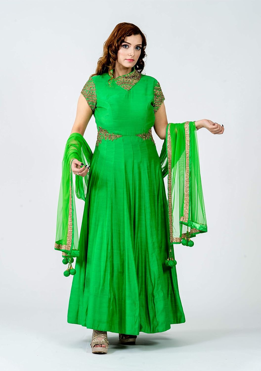 green long frock design