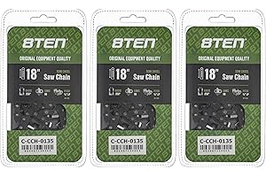 8TEN Semi Chisel Chainsaw Chain 18 Inch .050 3/8 LP 66DL for Echo CS-590 Stihl Poulan 400 (3 Pack)