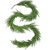 WBHome 9ft Real Touch Norfolk Pine Christmas Garland, Winter Greenery Garland for Christmas, Holiday Seasonal Outdoor/Indoor Home Decor, 9FT Long