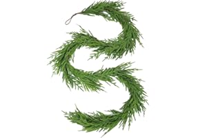 WBHome 9ft Real Touch Norfolk Pine Christmas Garland, Winter Greenery Garland for Christmas, Holiday Seasonal Outdoor/Indoor Home Decor, 9FT Long
