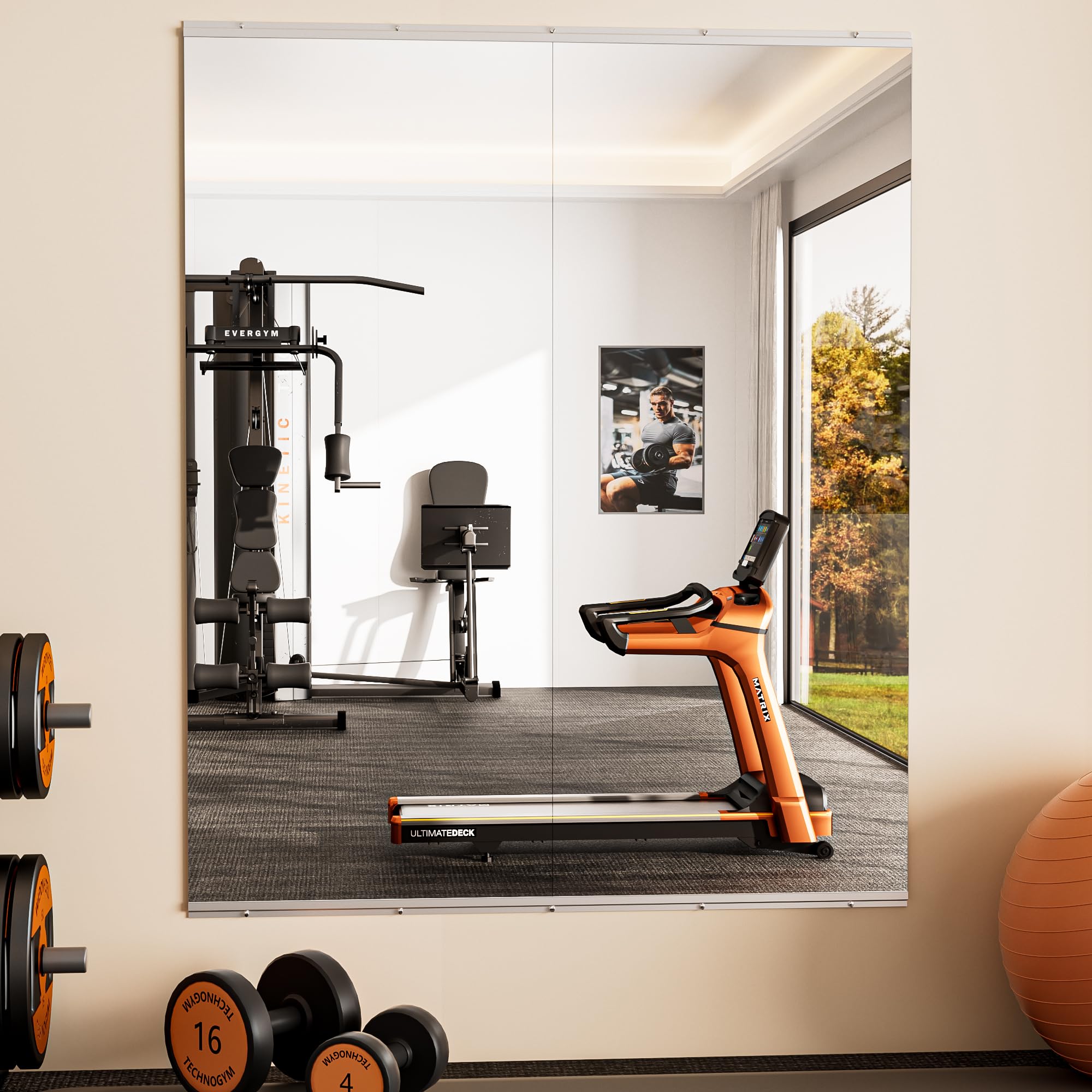 View 1 of **1 MIRROR ONLY. PRICED DOWN TO ONE MIRROR**Keonjinn Home Gym Mirror, 60" x 24" - 2PCS Workout Mirrors for Home Gym, Frameless Tempered Glass, Full Body Wall Mirrors for Fitness Exercise, Yoga Room, Dance Studio, Bedroom, Garage