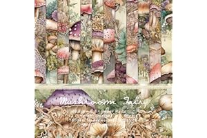 YASMEN Scrapbook Paper 6X6, Card Making Supplies, Single-Sided Cardstock Paper Pads, Decorative Craft Paper, Mushroom Forest Pattern Paper Pack, Decopodge Papers, Scrapbooking junk journal Supplies-24Sheets