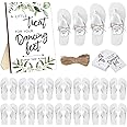 Toulite Flip Flops Bulk for Wedding Guests 52 Pair Sandal Dancing Slipper Gifts Wedding Sign 52 Tags Rope Bridal