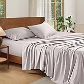 AGGBEERY 100% French Linen Sheets Natural Linen King Size Sheets Set, Breathable and Durable for Hot Sleepers, 4 Pcs Bed Sheets with 16 Inch Deep Pocket - 1 Flat Sheet, 1 Fitted Sheet, 2 Pillowcases