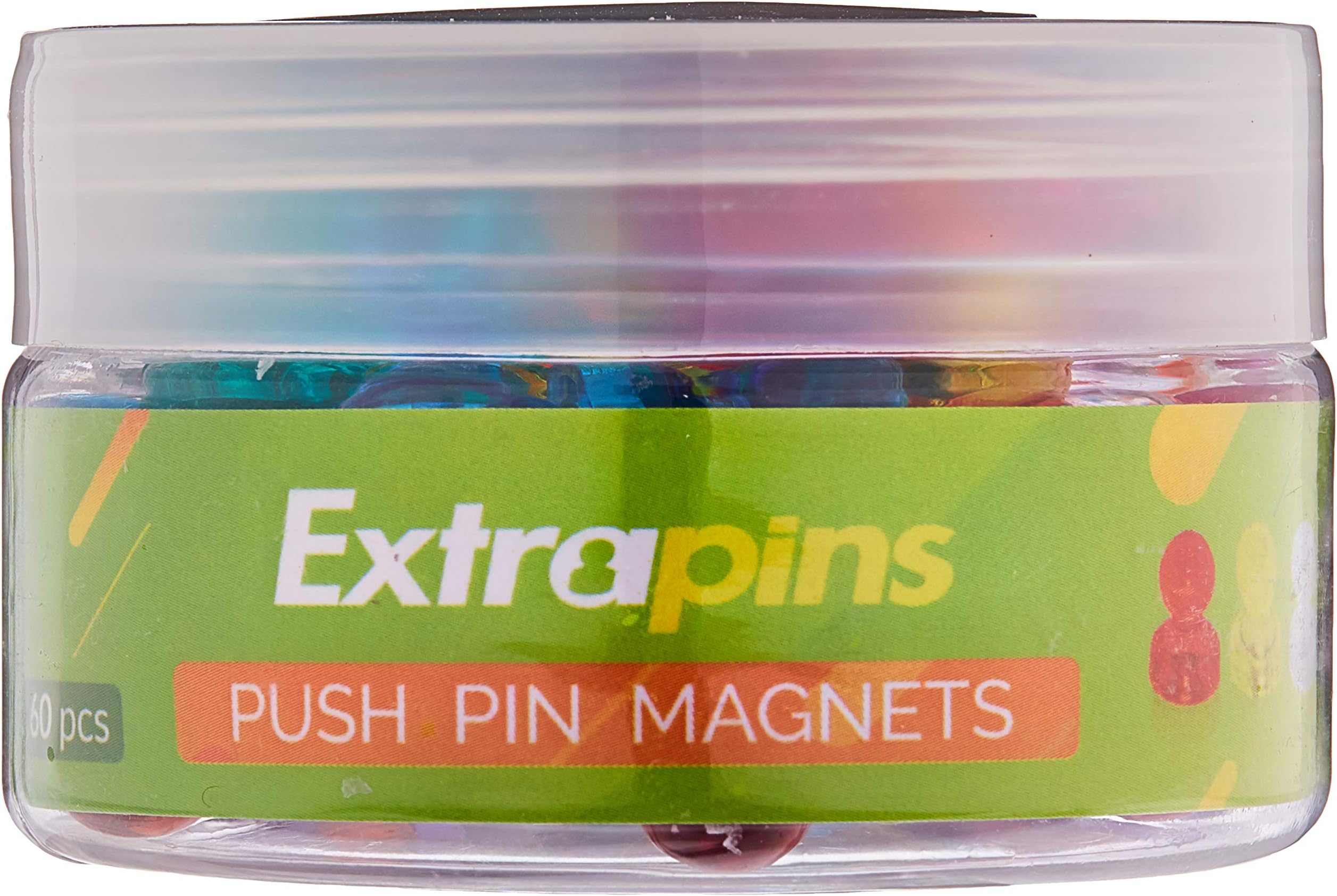 Extrapins 60 Pack 7 Assorted Color Strong Push Pin, Fridge Magnets, Use at Home School Classroom and Office