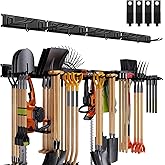 Gatsowm Garage Tool Organizer Wall Mounted, 64 Inches Adjustable Garden Tool Organizer Rack, 20 Pcs Heavy Duty Yard Tool Organizer Hold Up to 900lbs